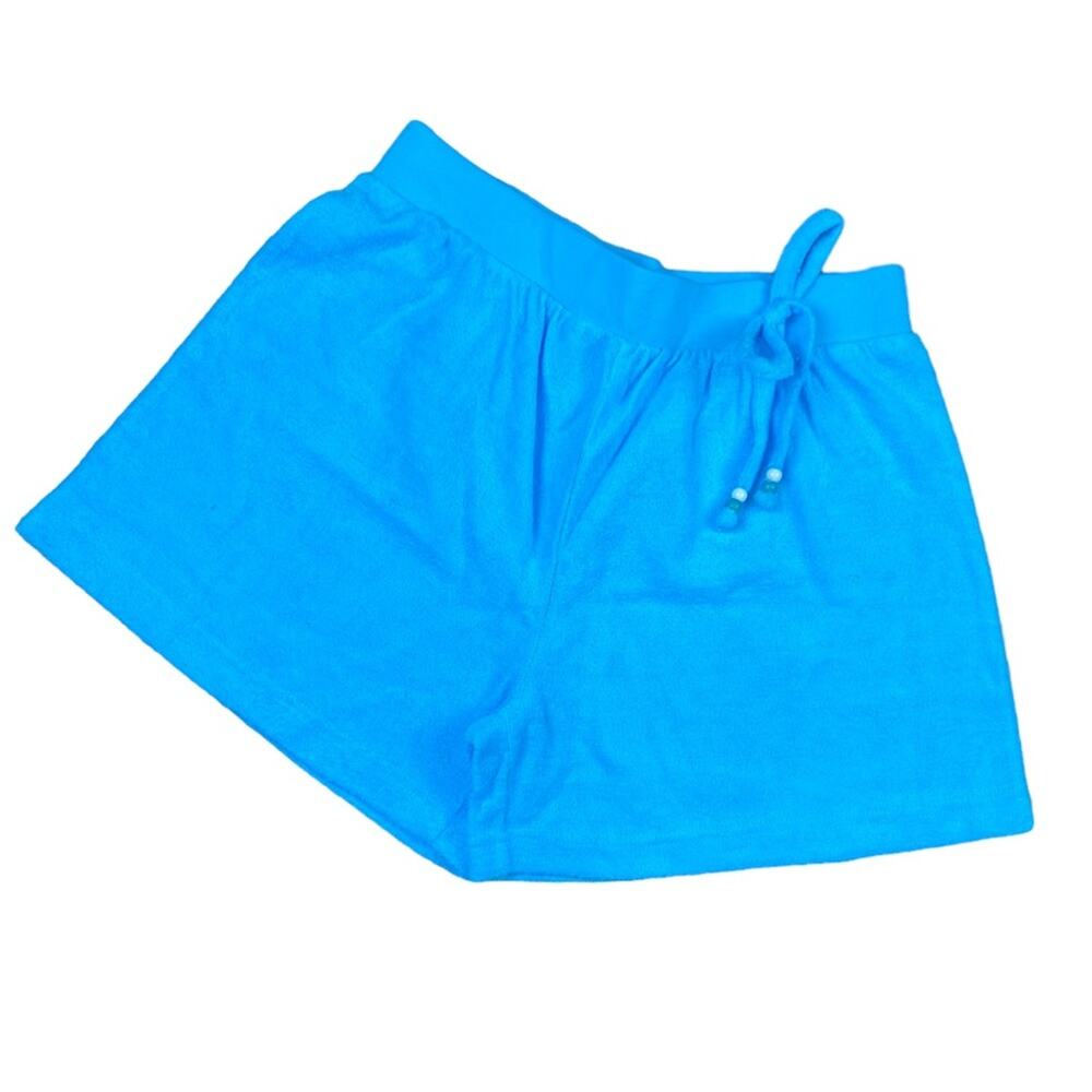 Metropolitan Terry Cloth High Rise Shorts Blue Medium
